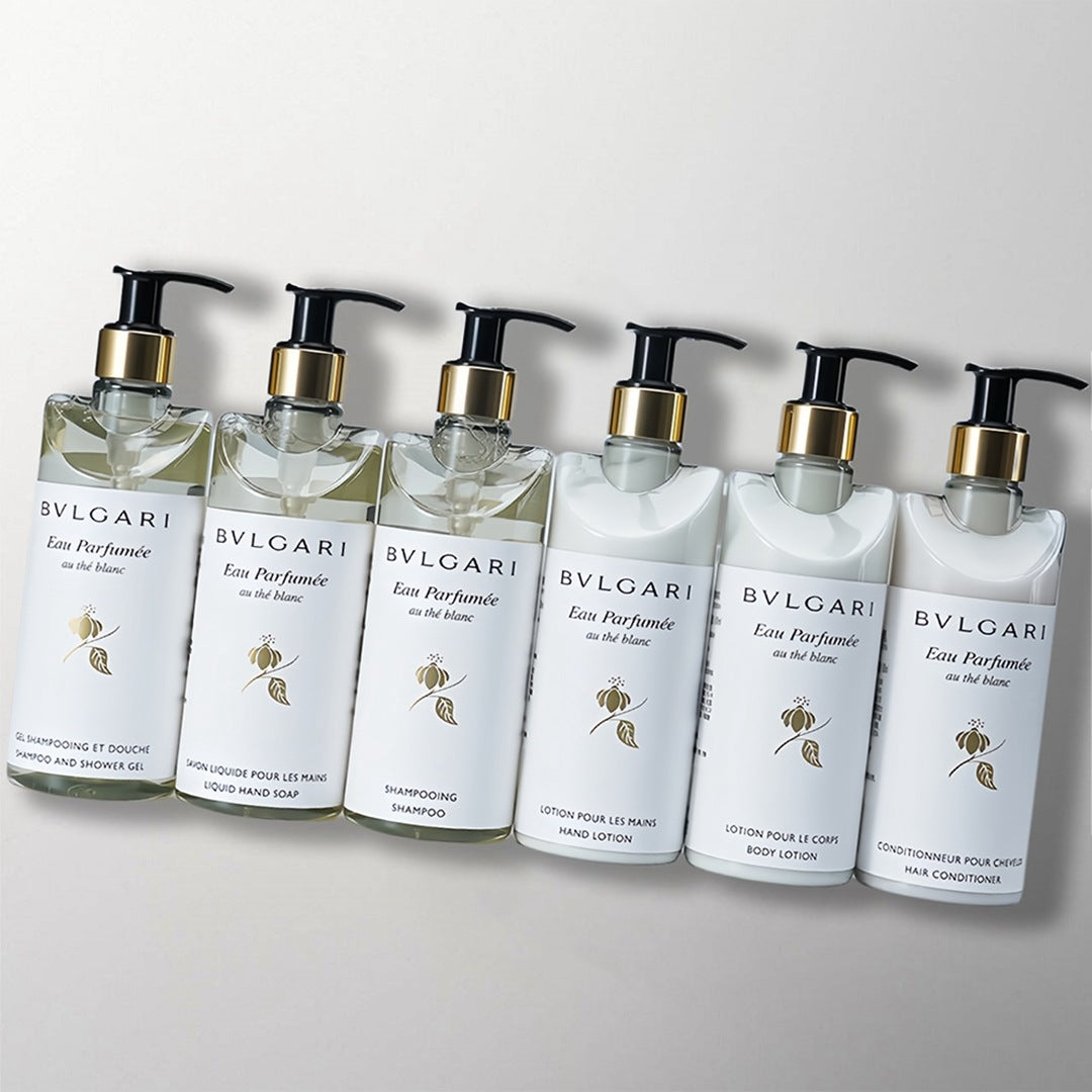 Bvlgari Hotel Shampoo &amp; Conditioner &amp; Body Lotion &amp; Shower Gel &amp; Hand Wash &amp; Hand Lotion Bundle White Tea 300ML Each | BVLGARI